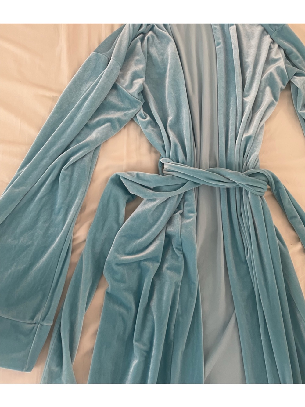 Rare Laina Rauma Velvet Blue Velour Robe OS Floor Length - Picture 2 of 7